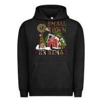 Pigment Black small town christmas with barn and cactus Urban Hoodie - AdoDesignShop
