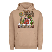 Pigment Burro small town christmas with barn and cactus Urban Hoodie - AdoDesignShop