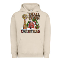 Pigment French Oak small town christmas with barn and cactus Urban Hoodie - AdoDesignShop