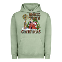 Pigment Oil Green small town christmas with barn and cactus Urban Hoodie - AdoDesignShop