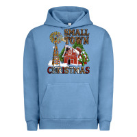 Pigment Pebble Blue small town christmas with barn and cactus Urban Hoodie - AdoDesignShop
