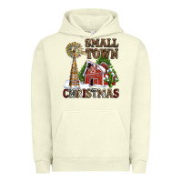 Pigment Pistachio small town christmas with barn and cactus Urban Hoodie - AdoDesignShop