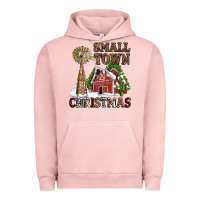 Pigment Salmon small town christmas with barn and cactus Urban Hoodie - AdoDesignShop
