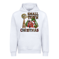 White small town christmas with barn and cactus Urban Hoodie - AdoDesignShop