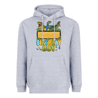 Heather Grey customized dinosaur birthday boy Heavyweight Hoodie - MaliasSmallBusiness