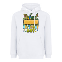 White customized dinosaur birthday boy Heavyweight Hoodie - MaliasSmallBusiness