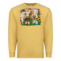 Antique Gold easter farm cows bunny ears and eggs Premium Sweatshirt - RanaPortraitStore