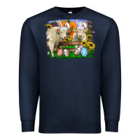 Navy easter farm cows bunny ears and eggs Premium Sweatshirt - RanaPortraitStore
