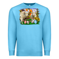 Ocean Blue easter farm cows bunny ears and eggs Premium Sweatshirt - RanaPortraitStore