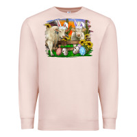 Pale Pink easter farm cows bunny ears and eggs Premium Sweatshirt - RanaPortraitStore