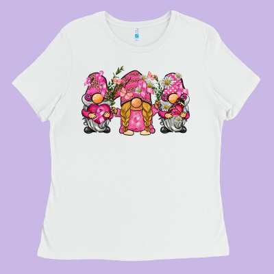 Breast Cancer Gnome Ladies Tee Designed By Barkaloodesign