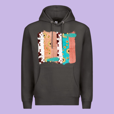 Western Cowhide Sunflower Jute Glitter Farm Life Brush Stroke Premium Hoodie Designed By Bettercallsaul