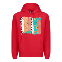 Red Western Cowhide Sunflower Jute Glitter Farm Life Brush Stroke Premium Hoodie - Bettercallsaul