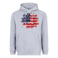 Heather Grey american flag sunflower Heavyweight Hoodie - MaliasSmallBusiness