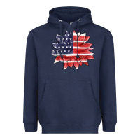 Navy american flag sunflower Heavyweight Hoodie - MaliasSmallBusiness