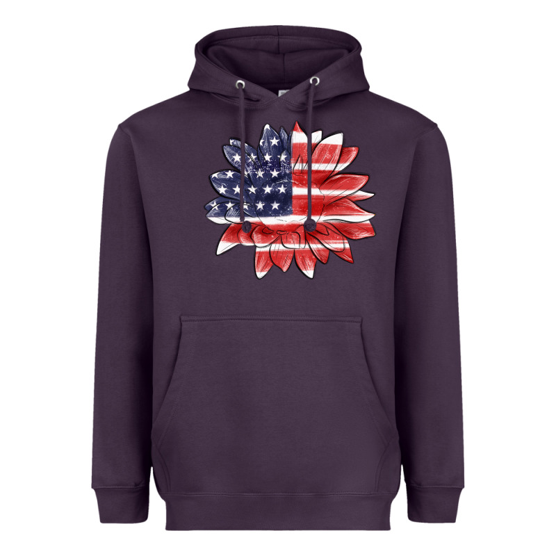 American Flag Sunflower Heavyweight Hoodie by MaliasSmallBusiness | Teevron