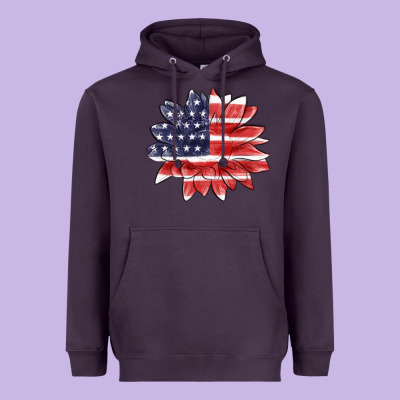 Heavyweight Hoodie american flag sunflower
