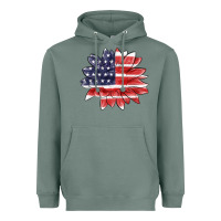 Sage american flag sunflower Heavyweight Hoodie - MaliasSmallBusiness