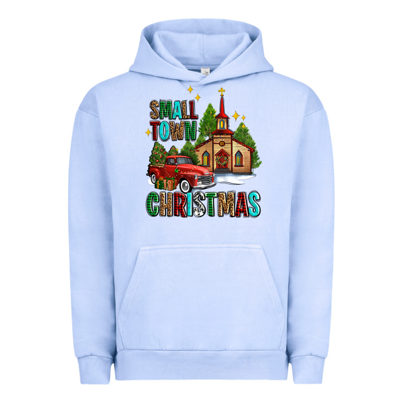 Small Town Christmas Church Western Truck Urban Hoodie by AdoDesignShop | Teevron