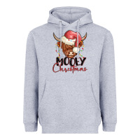 Heather Grey mooey christmas Heavyweight Hoodie - MaliasSmallBusiness