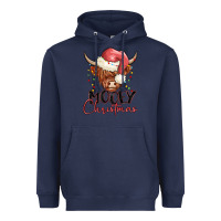 Navy mooey christmas Heavyweight Hoodie - MaliasSmallBusiness