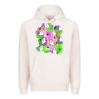 Pale Pink ghost halloween patch Premium Hoodie - BundleAndBundleShop