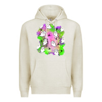 Oatmeal Heather ghost halloween patch Premium Hoodie - BundleAndBundleShop