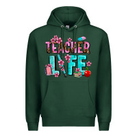 Sports Green teacher life Premium Hoodie - AdoDesignShop