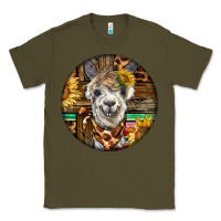 Army Green western alpaca Classic Tee - BarkalooDesign