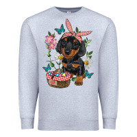 Heather Grey easter dachshund Premium Sweatshirt - RanaPortraitStore
