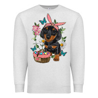 Oatmeal Heather easter dachshund Premium Sweatshirt - RanaPortraitStore