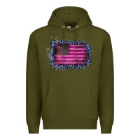 Army Green Old Leopard American Flag Premium Hoodie - Bettercallsaul