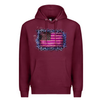 Burgundy Old Leopard American Flag Premium Hoodie - Bettercallsaul