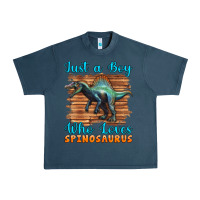Midnight Navy just a boy who loves baby spinosaurus Urban Heavy Tee - Artiststas