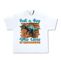 White just a boy who loves baby spinosaurus Urban Heavy Tee - Artiststas