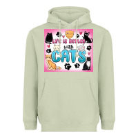 Matcha life is better with cats Heavyweight Hoodie - MaliasSmallBusiness