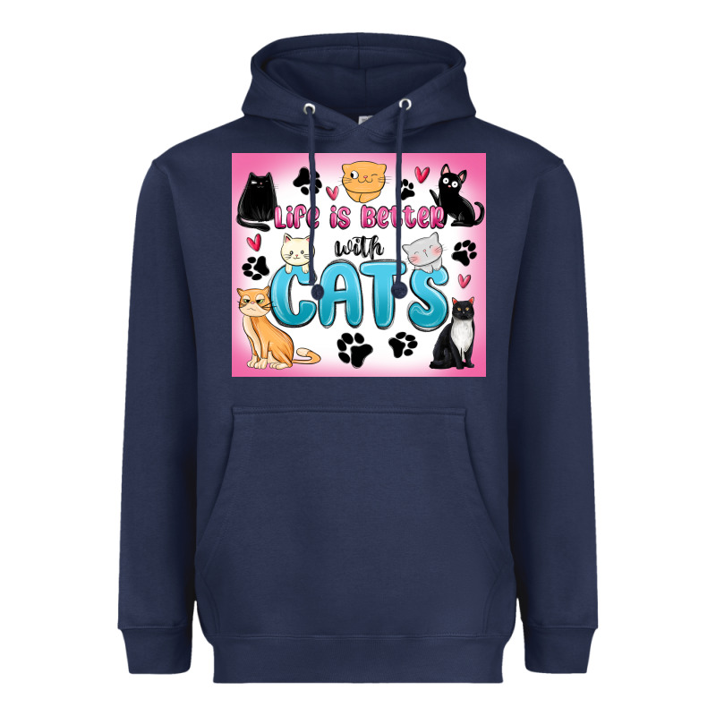 Life Is Better With Cats Heavyweight Hoodie by MaliasSmallBusiness | Teevron
