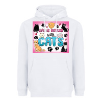 White life is better with cats Heavyweight Hoodie - MaliasSmallBusiness