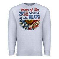 Heather Grey home of the free because of the brave sunflower bi Premium Sweatshirt - texasbilliewilder