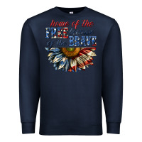 Navy home of the free because of the brave sunflower bi Premium Sweatshirt - texasbilliewilder