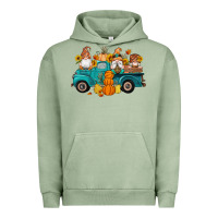 Pigment Oil Green fall gnomes truck pumpkin sunflowers Urban Hoodie - Artiststas