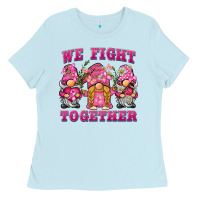 Baby Blue we fight together breast cancer gnome Ladies Tee - BarkalooDesign