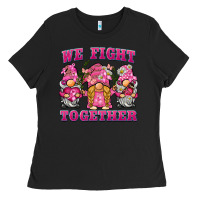 Black we fight together breast cancer gnome Ladies Tee - BarkalooDesign