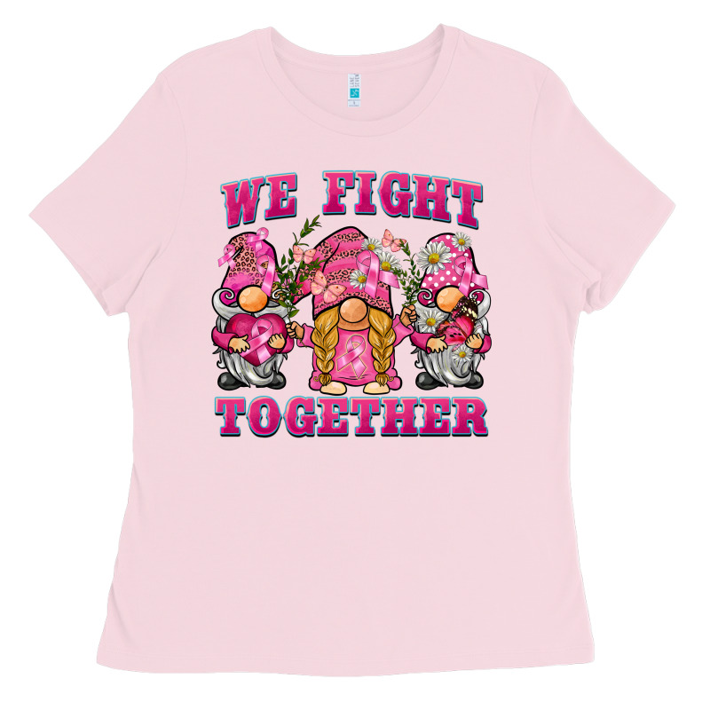 We Fight Together Breast Cancer Gnome Ladies Tee by BarkalooDesign | Teevron