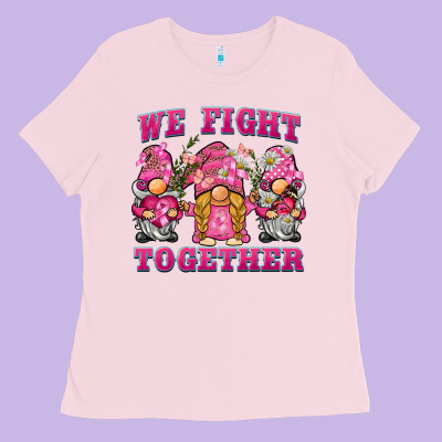 We Fight Together Breast Cancer Gnome Ladies Tee Designed By Barkaloodesign