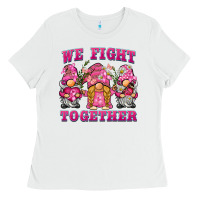 White we fight together breast cancer gnome Ladies Tee - BarkalooDesign