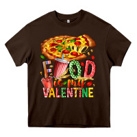 Chocolate Brown Food Is My Valentine Heavy Core Tee - CowhideDigitalArt