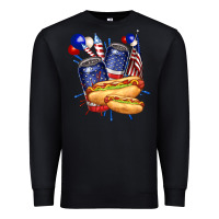 Black hotdog with beers billie wilder Premium Sweatshirt - texasbilliewilder