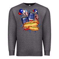 Charcoal Heather hotdog with beers billie wilder Premium Sweatshirt - texasbilliewilder
