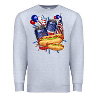 Heather Grey hotdog with beers billie wilder Premium Sweatshirt - texasbilliewilder